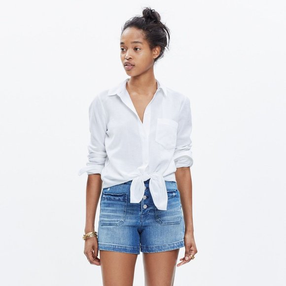 Madewell Tops - MADEWELL: White Tie Front Shirt